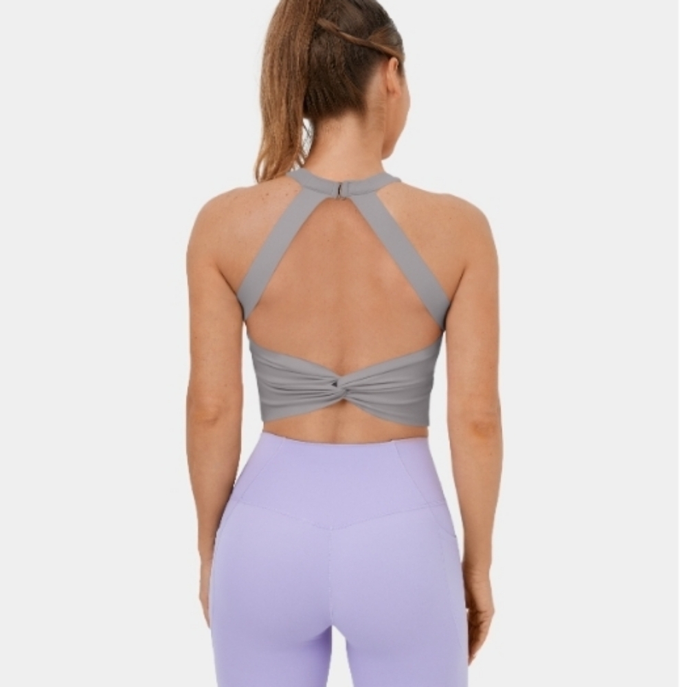 Softlyzero™ Airy Low Support Halter Neck Contrast Mesh Backless Twisted Cool Tou